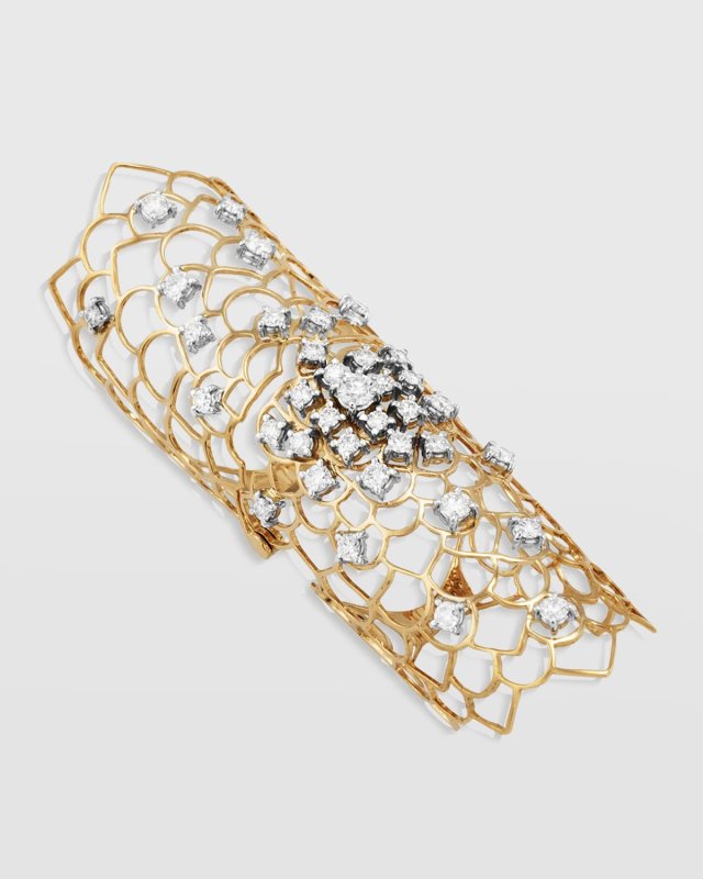 Moresca Armor 18k Rose Gold & Diamond Long Hinged Ring, Size 6